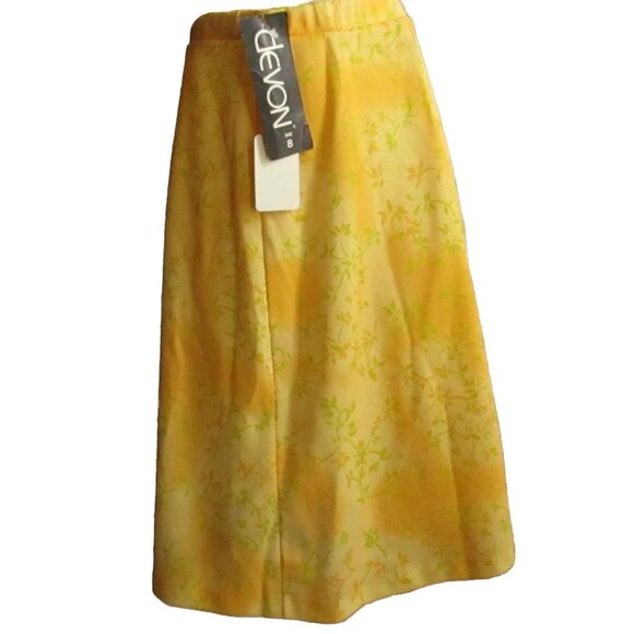 sz 8 Vintage 1970's Womens Skirt FLOWER PRINT DEVON YELLOW SECRETARY SKIRT USA - Picture 4 of 10